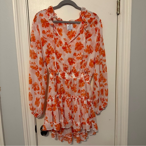 MISA orange and white floral dress - Picture 2 of 6